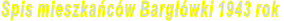 Spis mieszkańców Bargłówki 1943 rok